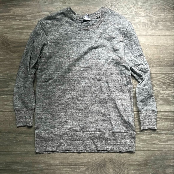 Daily Ritual Tops - Daily/Ritual Heathered Gray Long Sleeve Crewneck Long Sweatshirt Size M Athletic